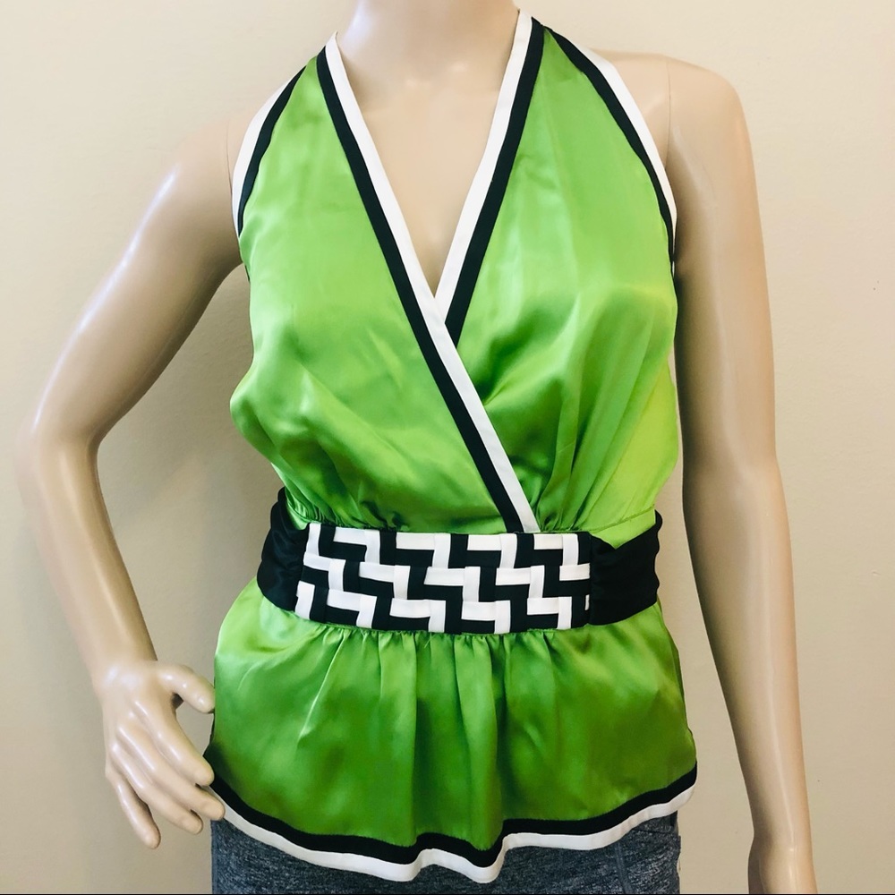 bebe silk crossbody halter top